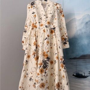 Elegant Floral Long Sleeve Dress